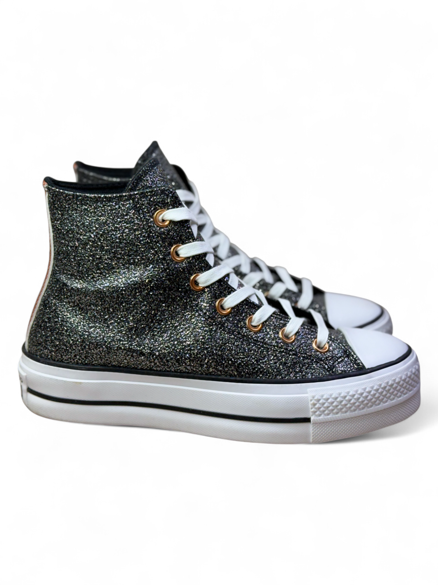 Converse Chuck Taylor All Star Plataforma Glitter Negro De Bota