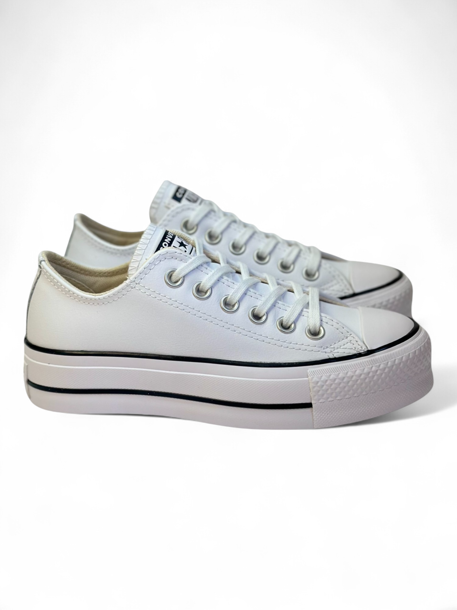 Converse Chuck Taylor All Star Plataforma Ox Blanco De Piel
