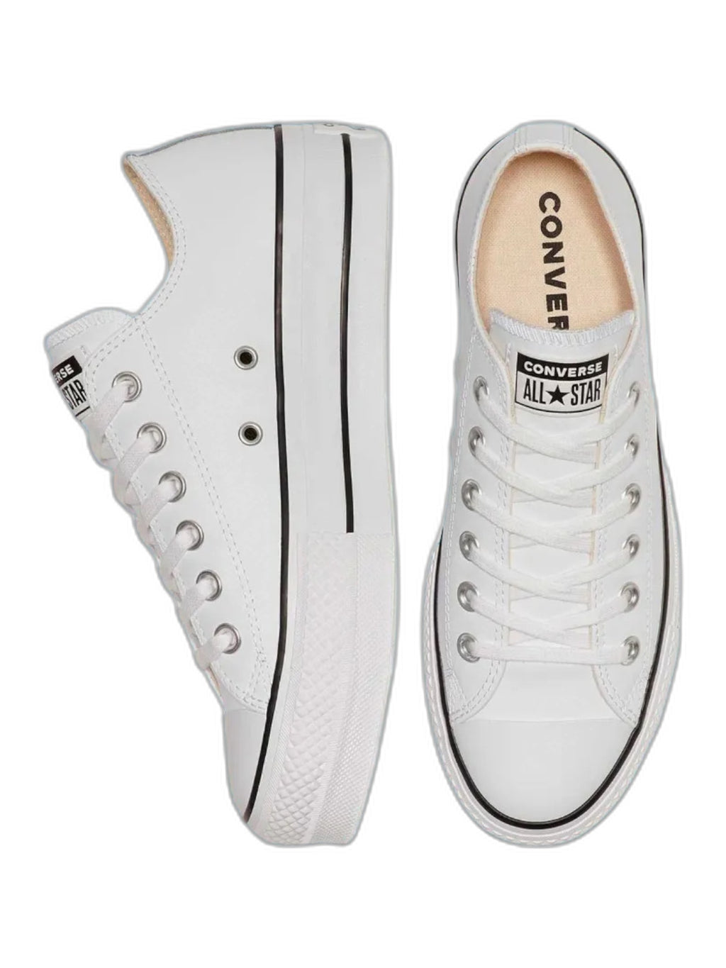 Converse Chuck Taylor All Star Plataforma Ox Blanco De Piel