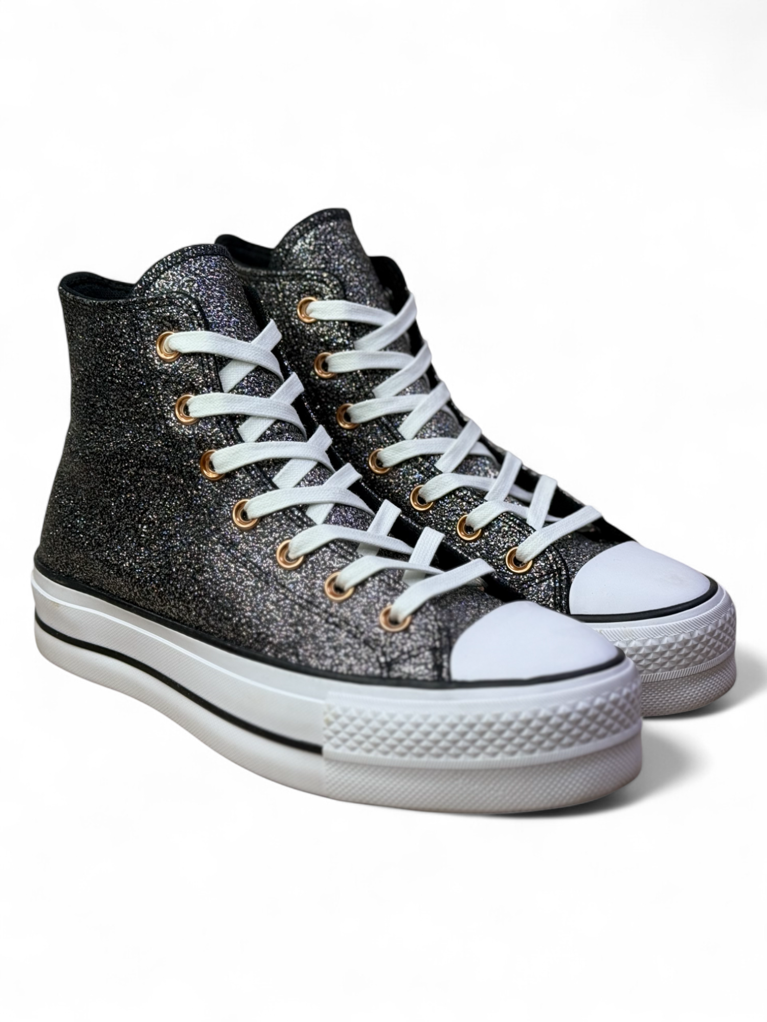 Converse Chuck Taylor All Star Plataforma Glitter Negro De Bota