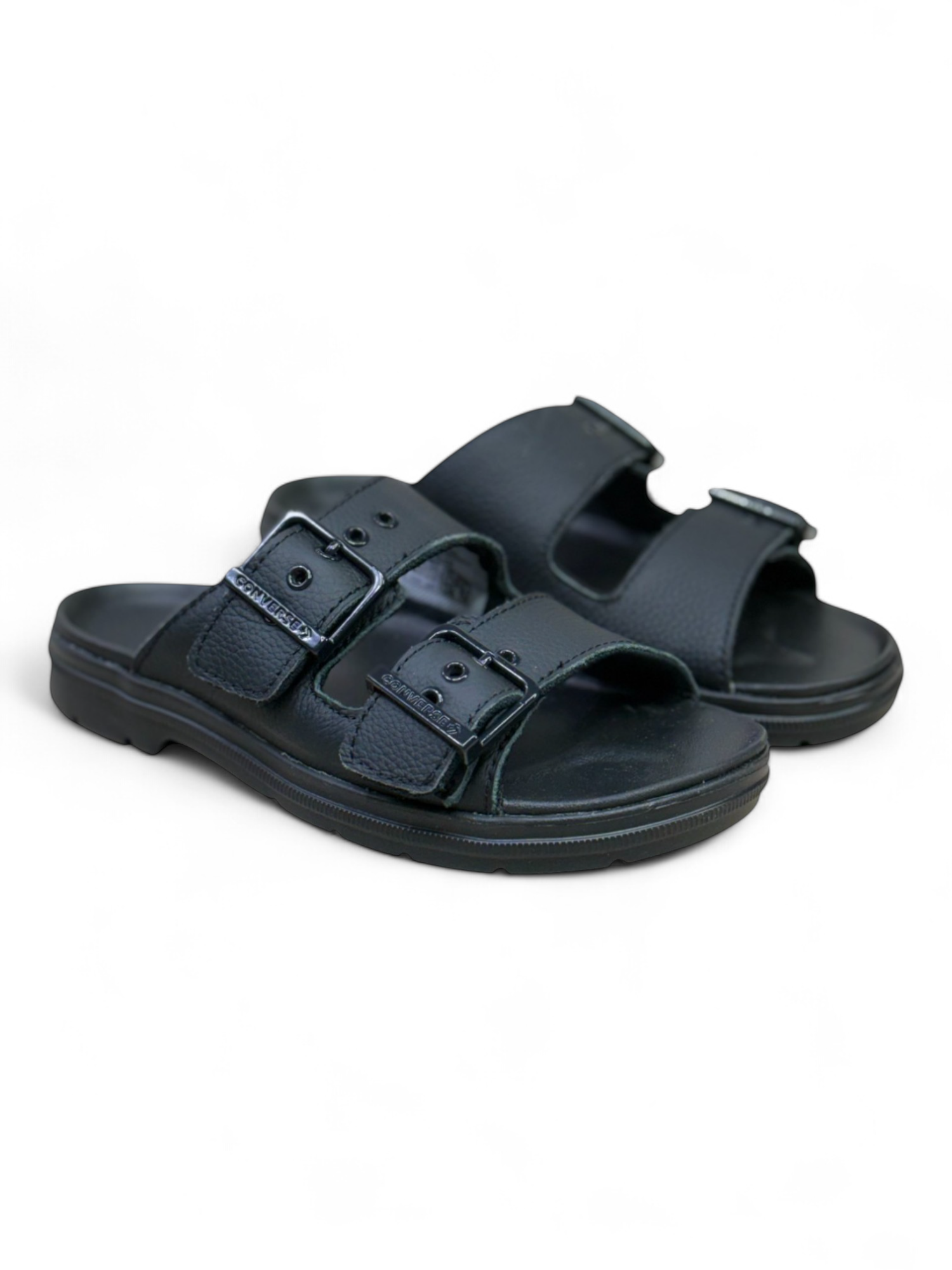 Converse Lugged Flatform Sandalia Negra Slip On de Piel