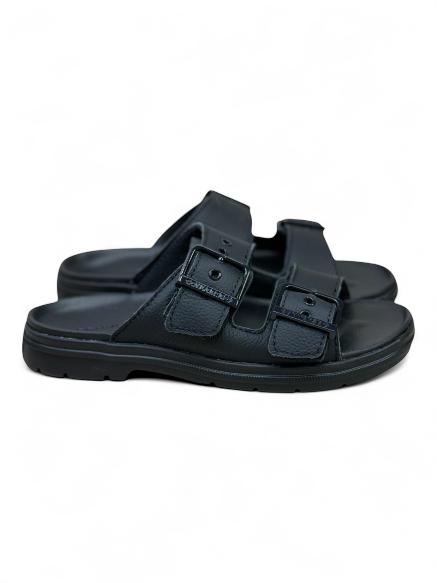 Converse Lugged Flatform Sandalia Negra Slip On de Piel