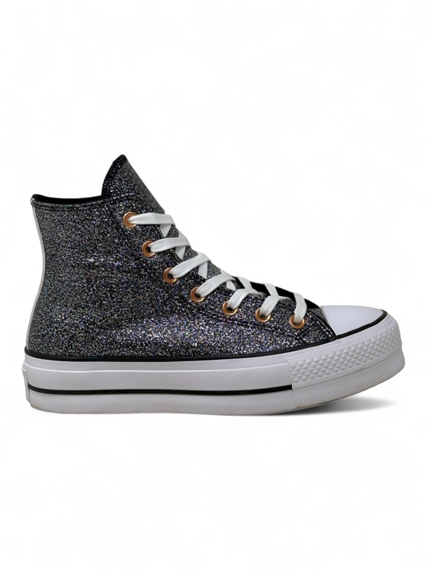 Converse Chuck Taylor All Star Plataforma Glitter Negro De Bota