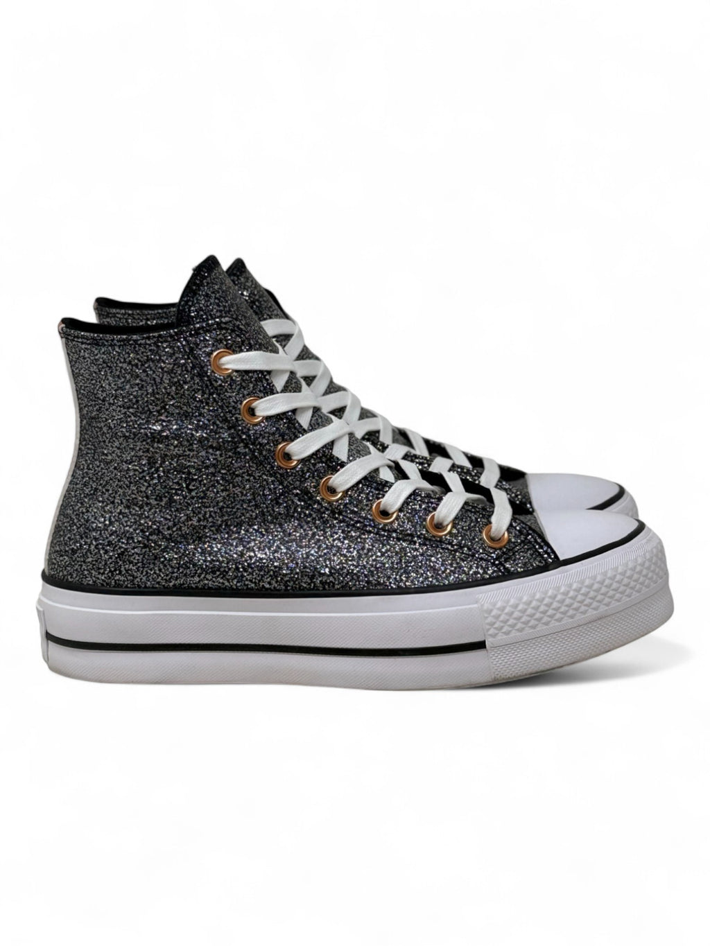 Converse Chuck Taylor All Star Plataforma Glitter Negro De Bota
