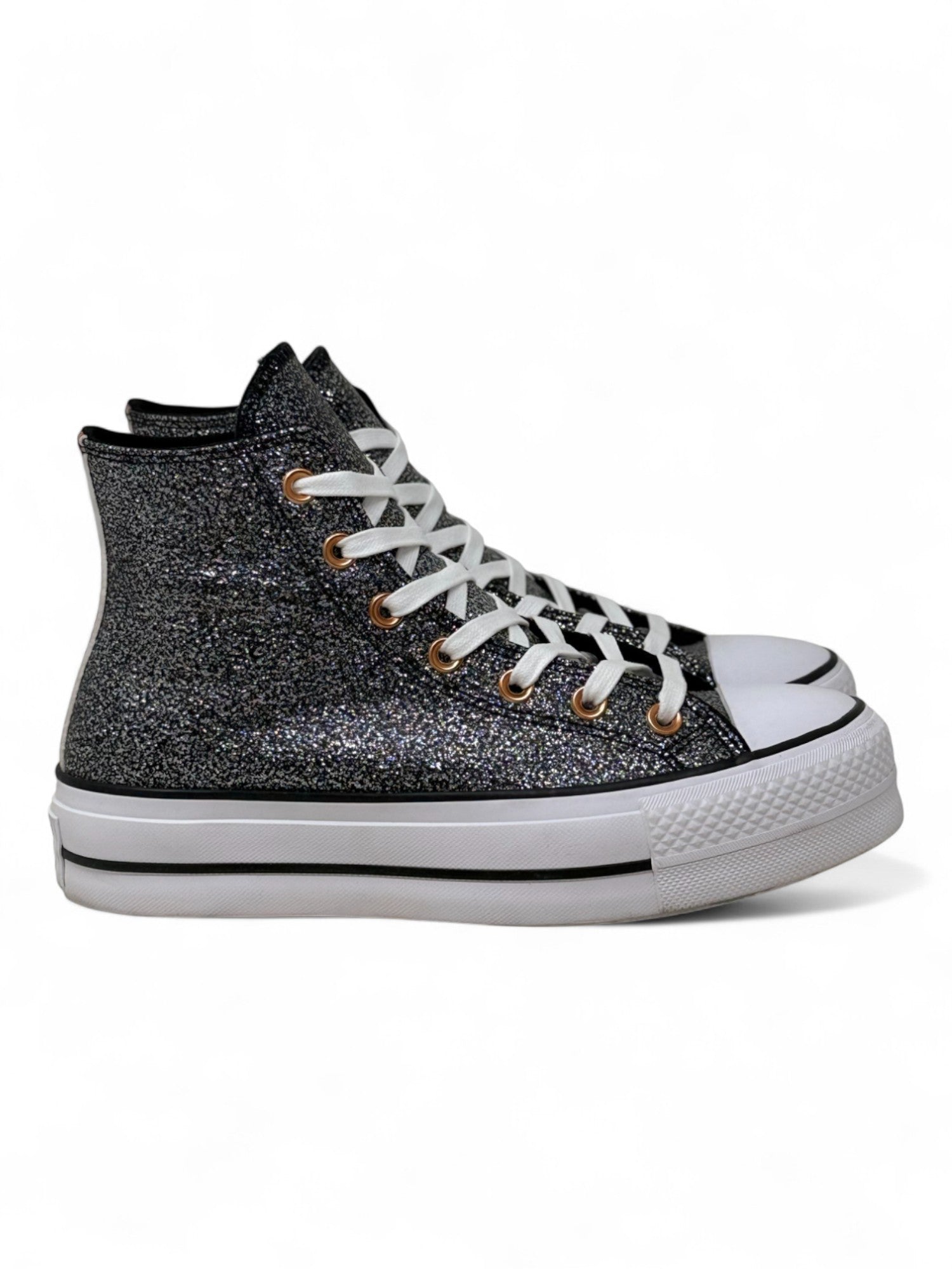 Converse Chuck Taylor All Star Plataforma Glitter Negro De Bota