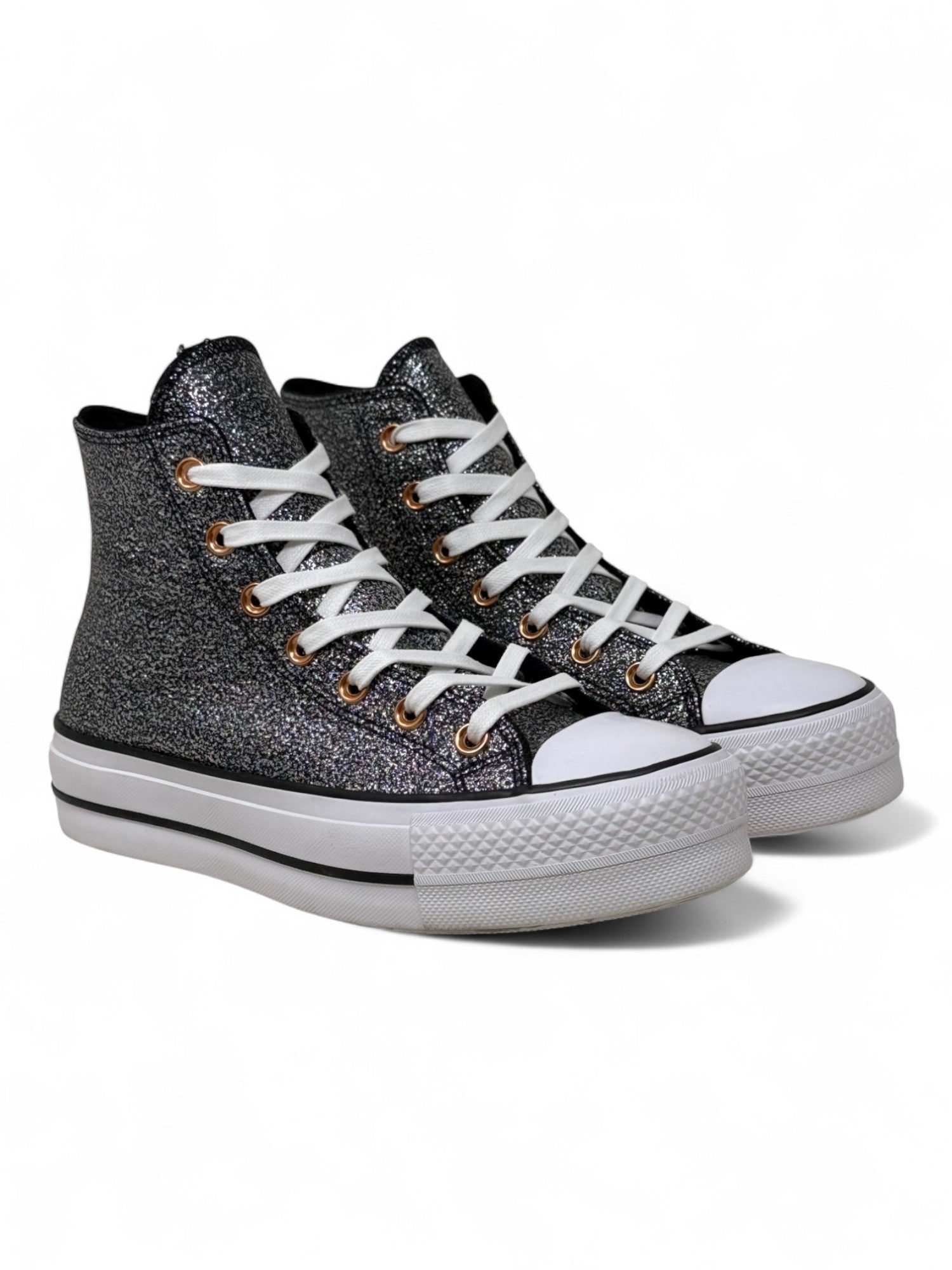Converse Chuck Taylor All Star Plataforma Glitter Negro De Bota